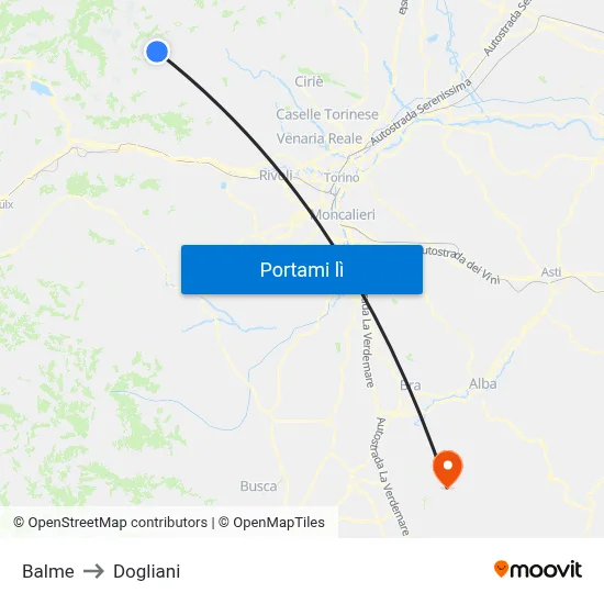 Balme to Dogliani map
