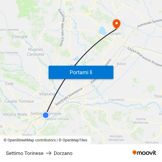 Settimo Torinese to Dorzano map