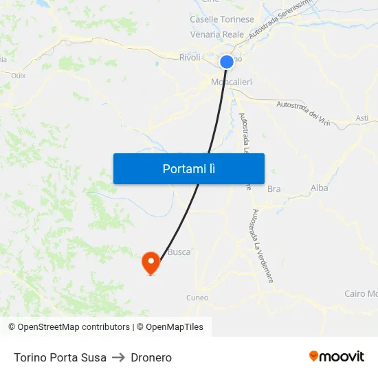 Torino Porta Susa to Dronero map