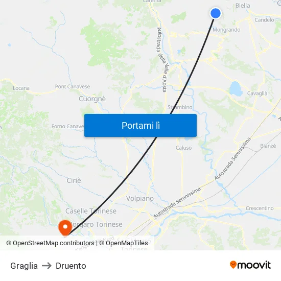 Graglia to Druento map