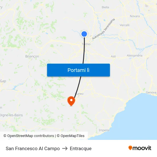 San Francesco Al Campo to Entracque map
