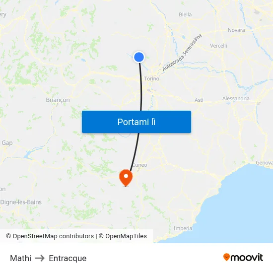 Mathi to Entracque map