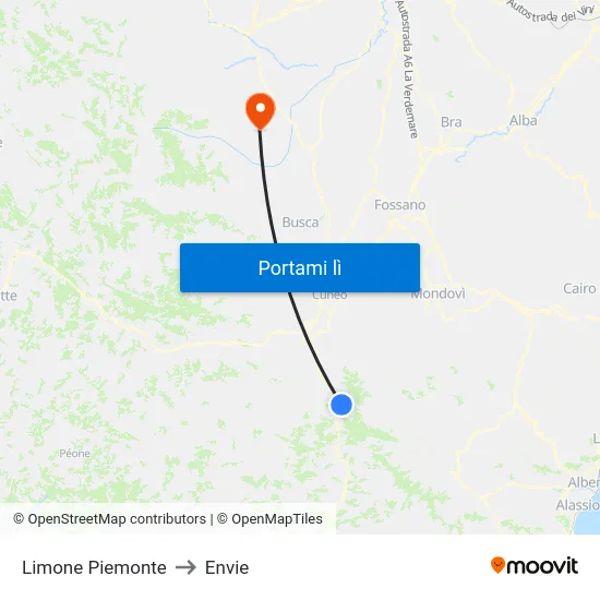 Limone Piemonte to Envie map