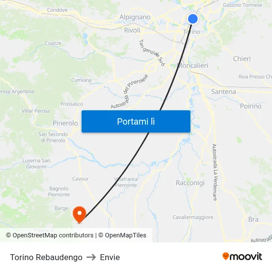 Torino Rebaudengo to Envie map