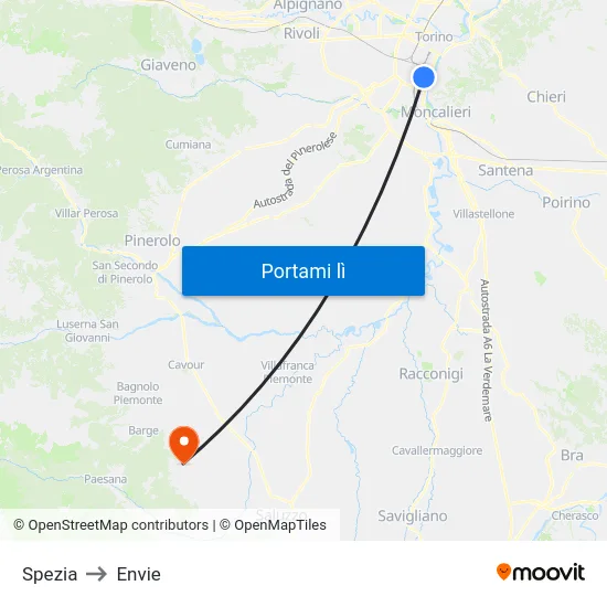 Spezia to Envie map