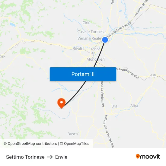 Settimo Torinese to Envie map