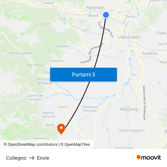 Collegno to Envie map