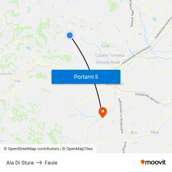 Ala Di Stura to Faule map