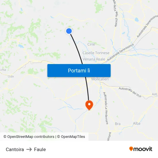 Cantoira to Faule map
