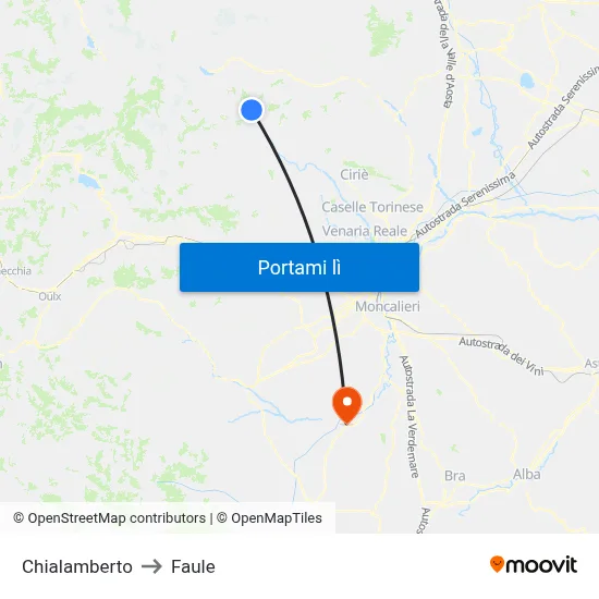Chialamberto to Faule map