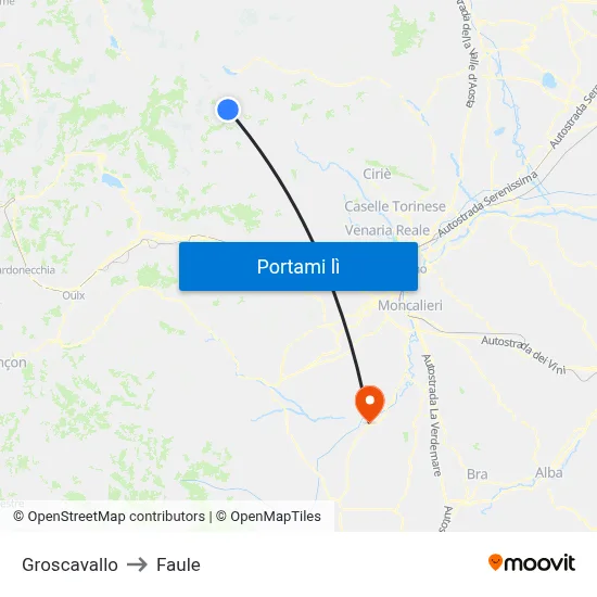 Groscavallo to Faule map