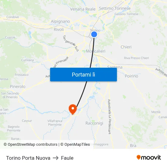 Torino Porta Nuova to Faule map