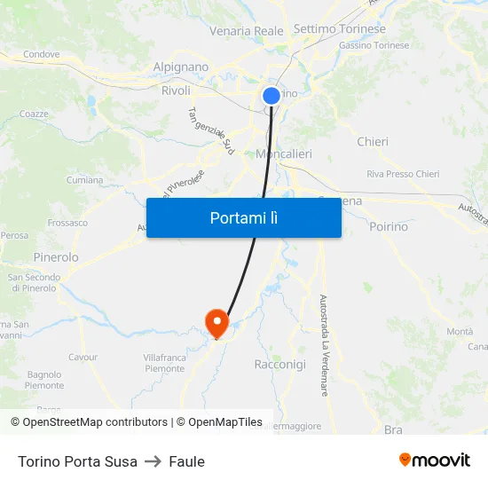 Torino Porta Susa to Faule map