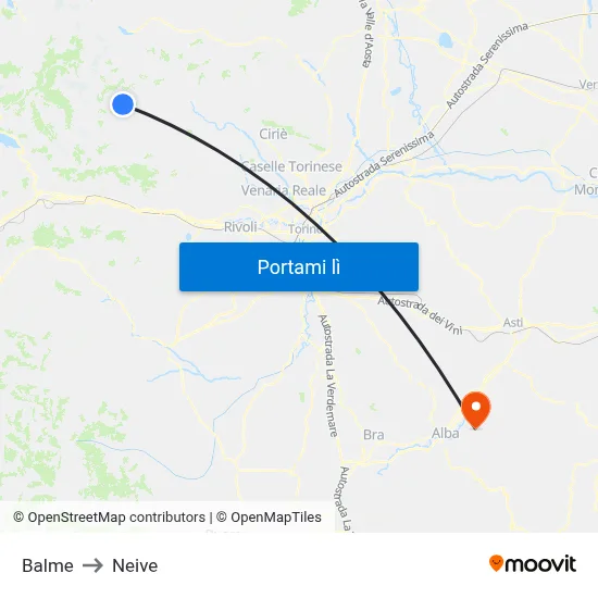 Balme to Neive map