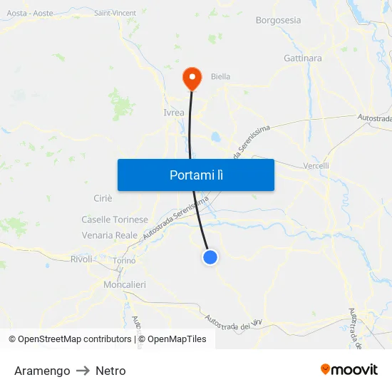 Aramengo to Netro map