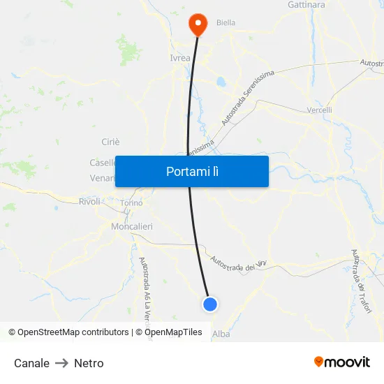 Canale to Netro map
