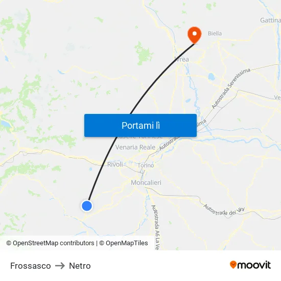 Frossasco to Netro map