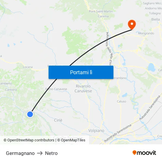 Germagnano to Netro map