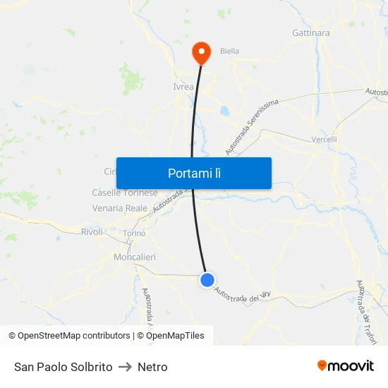 San Paolo Solbrito to Netro map