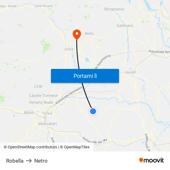 Robella to Netro map