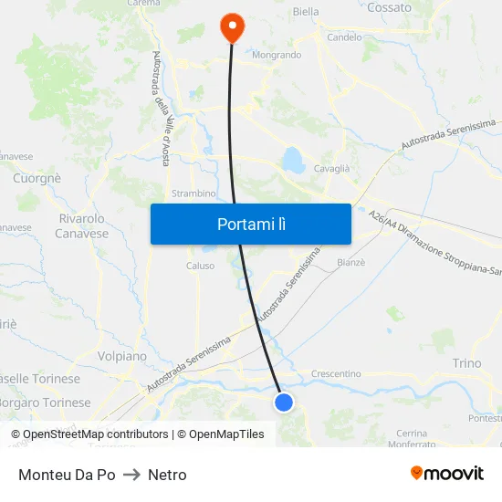 Monteu Da Po to Netro map