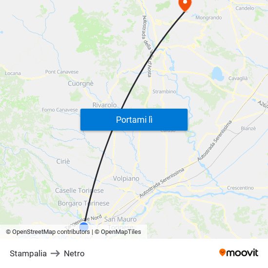 Stampalia to Netro map