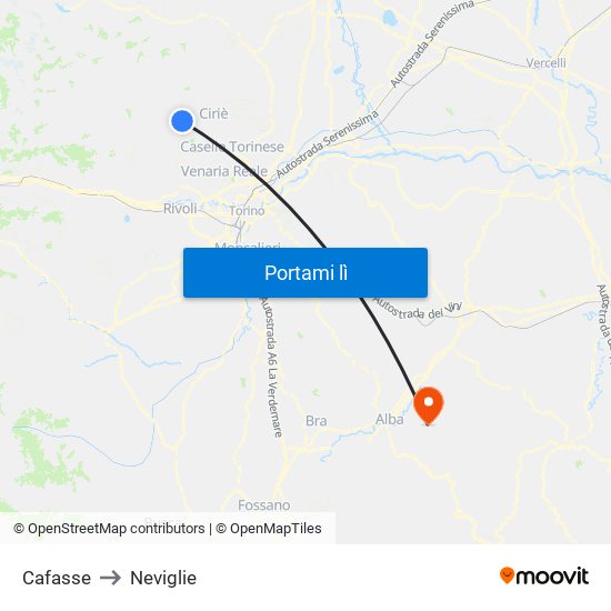 Cafasse to Neviglie map