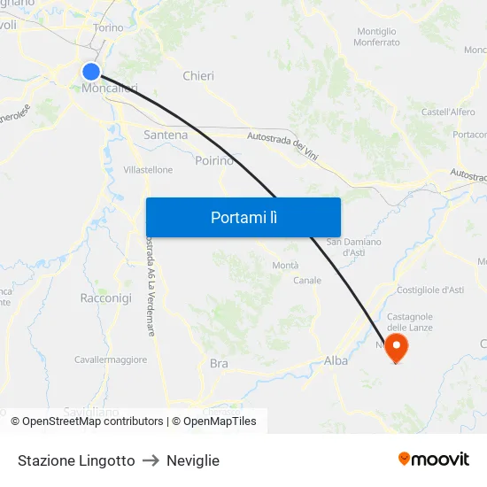 Stazione Lingotto to Neviglie map