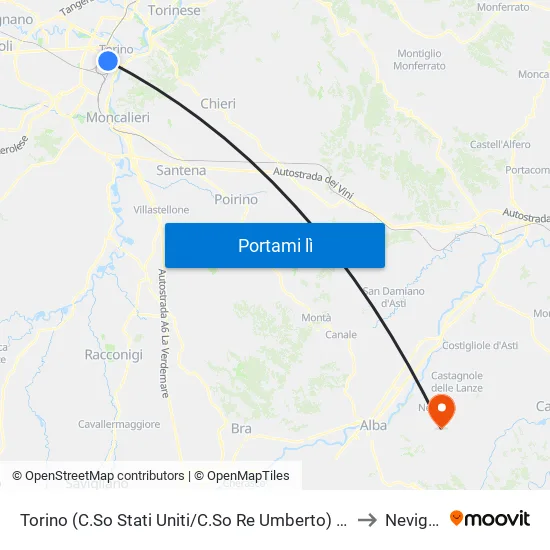 Torino (C.So Stati Uniti/C.So Re Umberto) Cap to Neviglie map