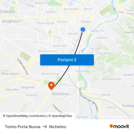 Torino Porta Nuova to Nichelino map