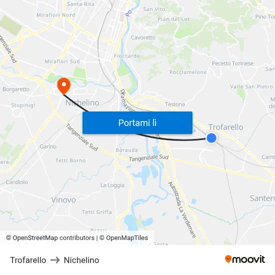 Trofarello to Nichelino map