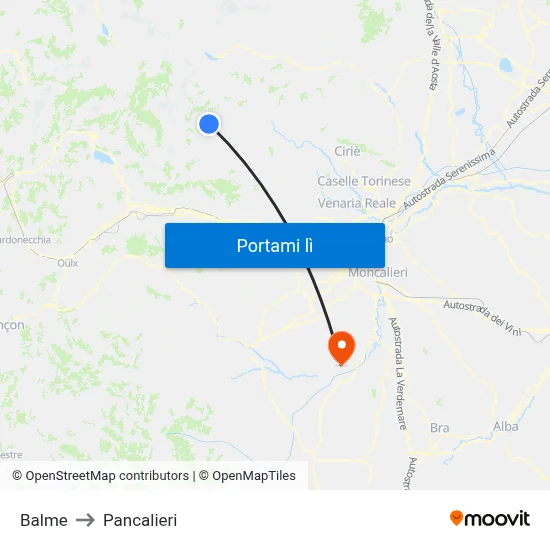 Balme to Pancalieri map