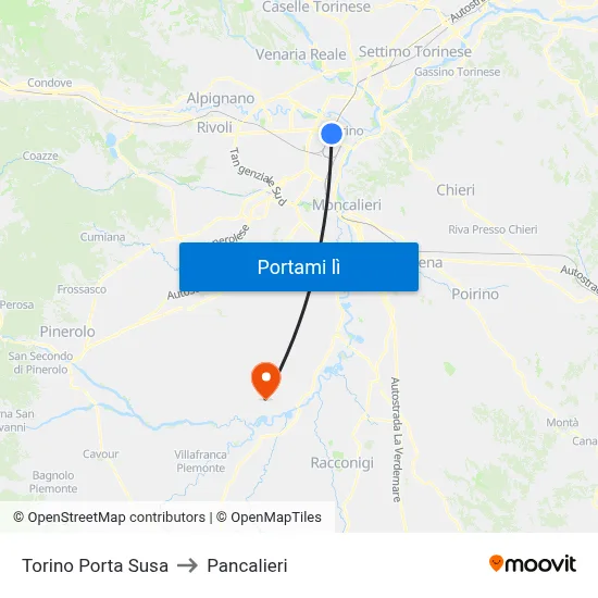Torino Porta Susa to Pancalieri map