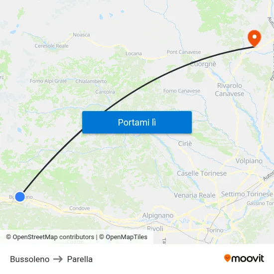 Bussoleno to Parella map
