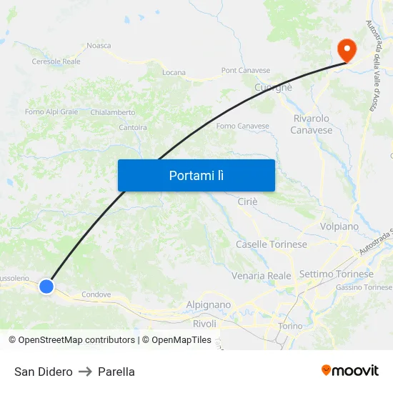 San Didero to Parella map