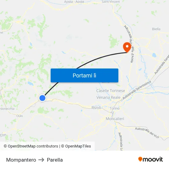 Mompantero to Parella map