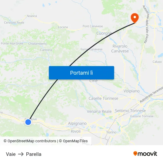 Vaie to Parella map
