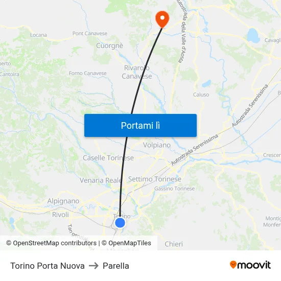 Torino Porta Nuova to Parella map