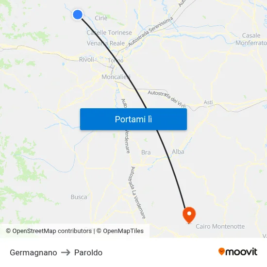 Germagnano to Paroldo map