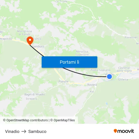 Vinadio to Sambuco map