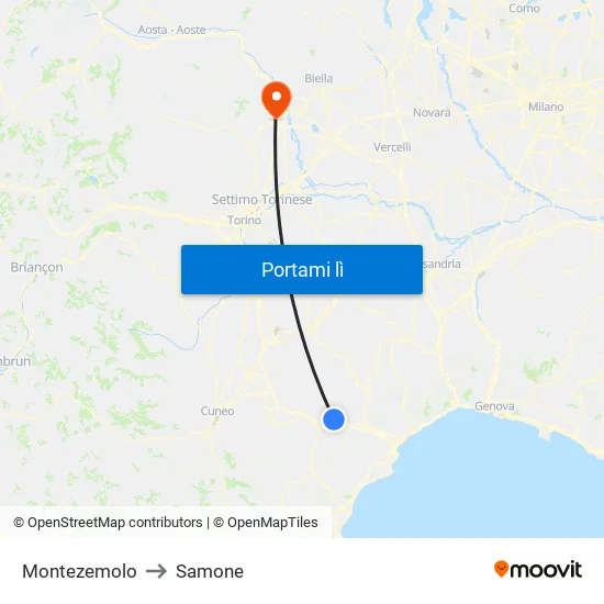 Montezemolo to Samone map