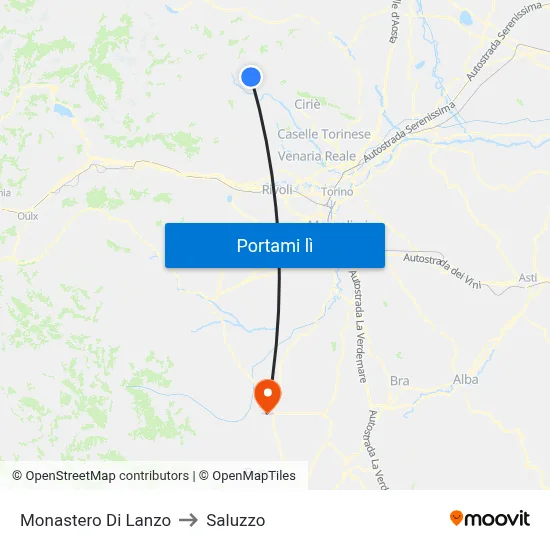 Monastero Di Lanzo to Saluzzo map