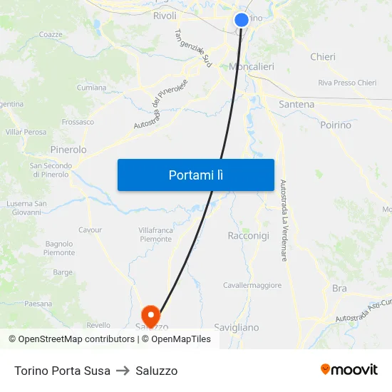 Torino Porta Susa to Saluzzo map