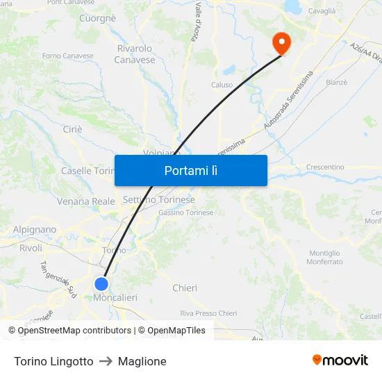 Torino Lingotto to Maglione map