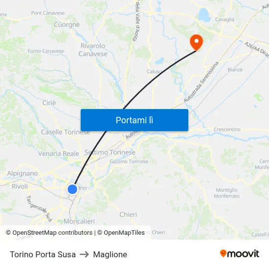 Torino Porta Susa to Maglione map
