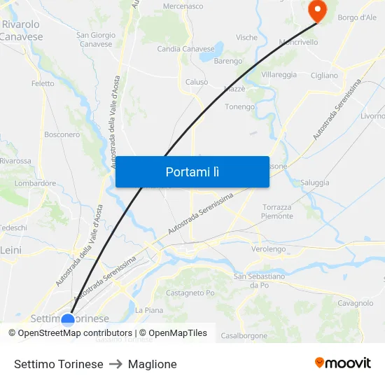 Settimo Torinese to Maglione map