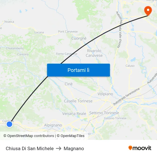 Chiusa Di San Michele to Magnano map