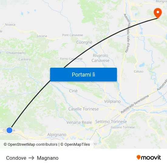 Condove to Magnano map
