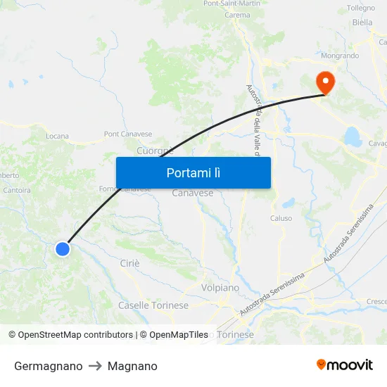 Germagnano to Magnano map