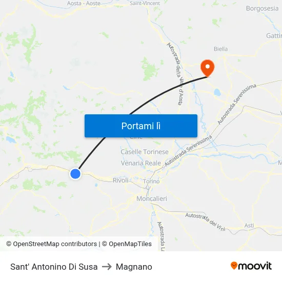 Sant' Antonino Di Susa to Magnano map